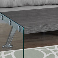 16.25" Grey Particle Board and Tempered Glass Coffee Table