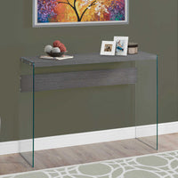 32" Grey Particle Board and Clear Tempered Glass Accent Table