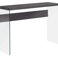 32" Grey Particle Board and Clear Tempered Glass Accent Table