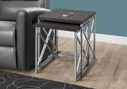 40.5" Grey Particle Board and Chrome Metal Two Pieces Nesting Table Set