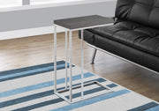 25.25" Grey Particle Board and Chrome Metal Accent Table