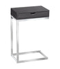 24.5" Grey Particle Board and Chromed Metal Accent Table with a Drawer