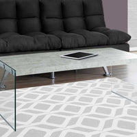 16.25" Grey Cement Particle Board and Tempered Glass Coffee Table