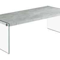 16.25" Grey Cement Particle Board and Tempered Glass Coffee Table