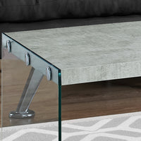 16.25" Grey Cement Particle Board and Tempered Glass Coffee Table