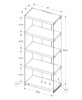 60" Grey Cement Particle Board and Clear Tempered Glass Bookcase