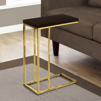 25.25" Cappuccino Particle Board and Gold Metal Accent Table
