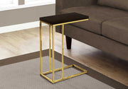 25.25" Cappuccino Particle Board and Gold Metal Accent Table