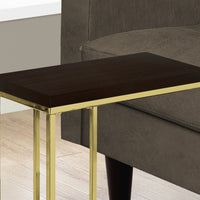 25.25" Cappuccino Particle Board and Gold Metal Accent Table