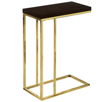 25.25" Cappuccino Particle Board and Gold Metal Accent Table