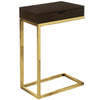 24.5" Cappuccino Particle Board and Gold Metal Accent Table with a Drawer