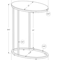 24.5" Oval Chrome Metal and Frosted Tempered Glass Accent Table