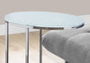24.5" Oval Chrome Metal and Frosted Tempered Glass Accent Table