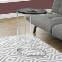25" Cappuccino Particle Board and Chrome Metal Accent Table