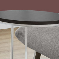 25" Cappuccino Particle Board and Chrome Metal Accent Table