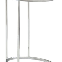 25" Cappuccino Particle Board and Chrome Metal Accent Table