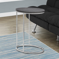 25" Grey Particle Board and Chrome Metal Accent Table