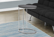 25" Grey Particle Board and Chrome Metal Accent Table