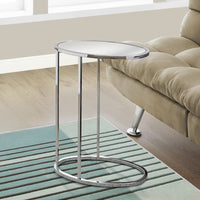 24" Mirrored Top and Chrome Metal Accent Table