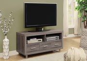 23.75" Dark Taupe Particle Board and Silver Metal TV Stand with 3 Drawers
