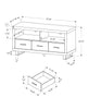 23.75" Dark Taupe Particle Board and Silver Metal TV Stand with 3 Drawers