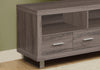 23.75" Dark Taupe Particle Board and Silver Metal TV Stand with 3 Drawers