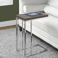 25.25" Dark Taupe Particle Board and Chrome Metal Accent Table