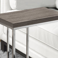 25.25" Dark Taupe Particle Board and Chrome Metal Accent Table