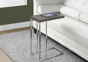 25.25" Dark Taupe Particle Board and Chrome Metal Accent Table