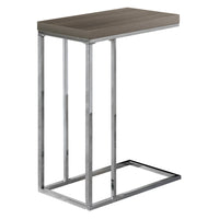 25.25" Dark Taupe Particle Board and Chrome Metal Accent Table