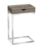 24.5" Dark Taupe Particle Board and Chromed Metal Accent Table