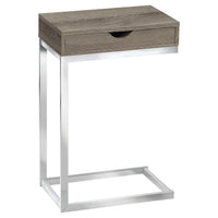 24.5" Dark Taupe Particle Board and Chromed Metal Accent Table