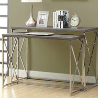 32.5" Dark Taupe Particle Board and Chrome Metal Two Piece Accent Table