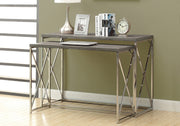 32.5" Dark Taupe Particle Board and Chrome Metal Two Piece Accent Table