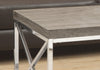 17" Dark Taupe Particle Board and Chrome Metal Coffee Table