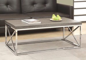 17" Dark Taupe Particle Board and Chrome Metal Coffee Table