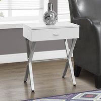 22.25" Particle Board and Chrome Metal Accent Table