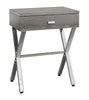 22.25" Dark Taupe Particle Board and Chrome Metal Accent Table