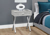 22.25" Grey Cement Particle Board and Chrome Metal Accent Table