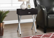 22.25" Cappuccino Particle Board and Chrome Metal Accent Table