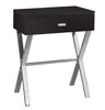 22.25" Cappuccino Particle Board and Chrome Metal Accent Table