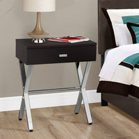 22.25" Cappuccino Particle Board and Chrome Metal Accent Table