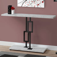 32" Black Cement Particle Board and Black Nickel Metal Accent Table
