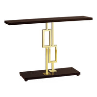 32" Cappuccino Particle Board and Gold Metal Accent Table