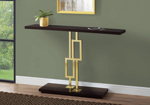 32" Cappuccino Particle Board and Gold Metal Accent Table