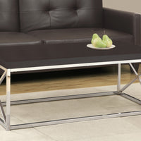 17" Cappuccino Particle Board and Chrome Metal Coffee Table