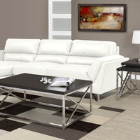 17" Cappuccino Particle Board and Chrome Metal Coffee Table