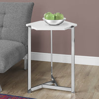 24" Particle Board and Chrome Metal Hexagon Accent Table
