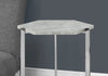 24" Grey Cement Particle Board and Chrome Metal Hexagon Accent Table