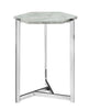 24" Grey Cement Particle Board and Chrome Metal Hexagon Accent Table